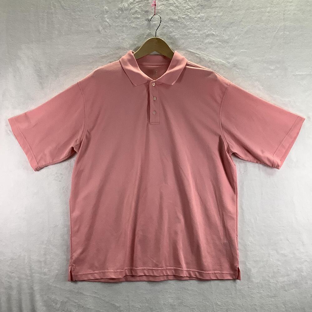 PGA Tour Polo Shirt Mens XL Pink Performance Golf Short Sleeve Casual Top